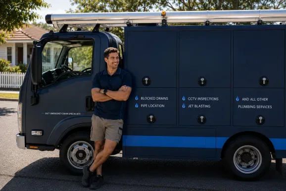 Licensed North Sydney plumber at the van