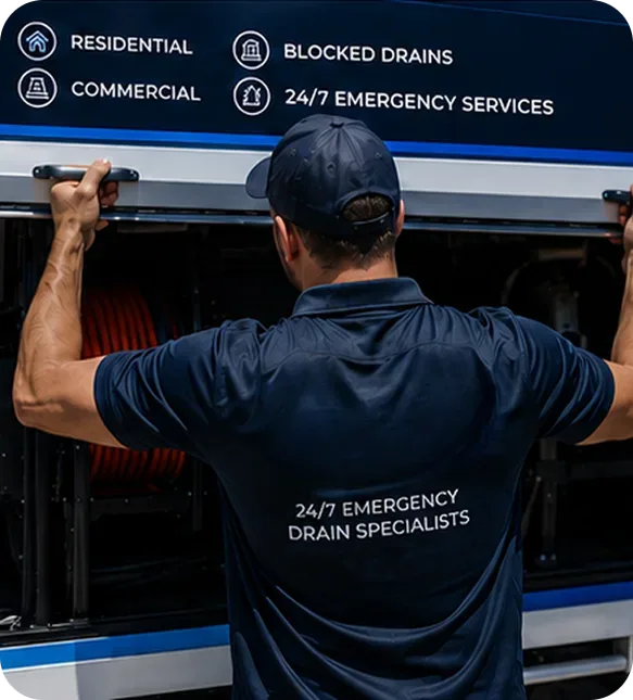 A licensed North Sydney plumber at the service van